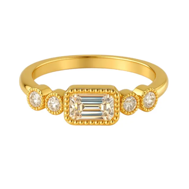 Emerald Cut Rosa Stacker Ring in gold vermeil