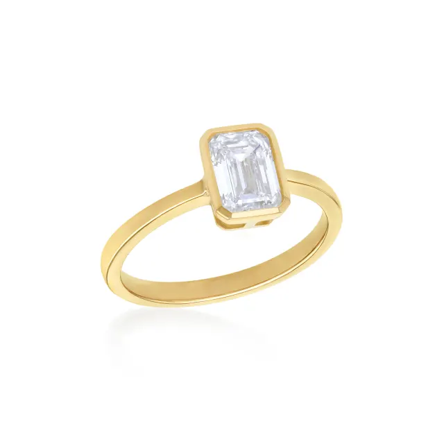 1ct Emerald Lab Created Diamond Bezel Ring lifestyle