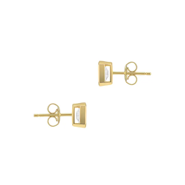 1ct Emerald Lab Created Diamond Bezel Earrings lifestyle