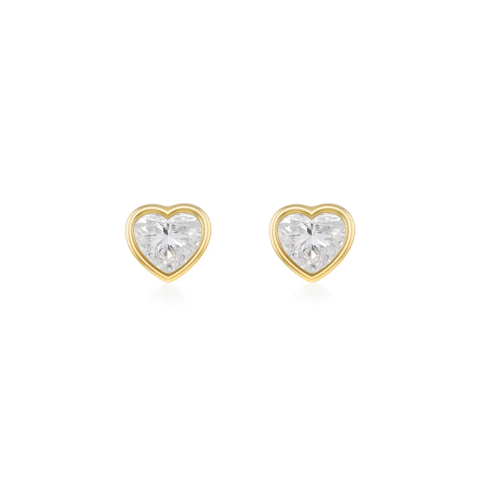 1ct Heart Lab Created Diamond Earrings in 9ct yellow gold