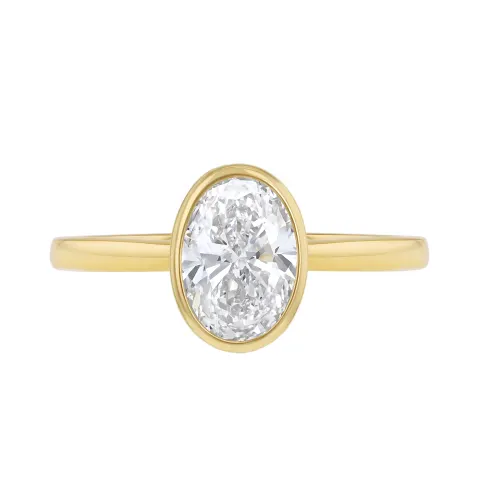1ct Oval Lab Created Diamond Bezel Ring in 9ct yellow gold