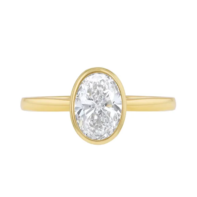 1ct Oval Lab Created Diamond Bezel Ring in 9ct yellow gold