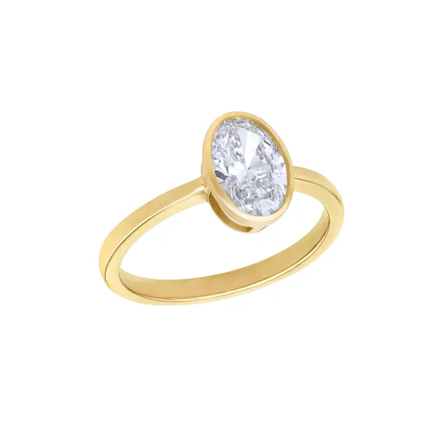 1ct Oval Lab Created Diamond Bezel Ring lifestyle
