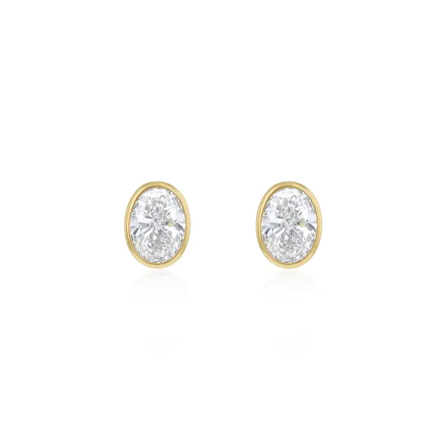 1ct Oval Lab Created Diamond Stud Earrings in 9ct yellow gold