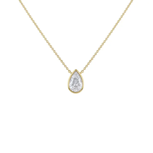 1ct Pear Lab Created Diamond Necklace in 9ct yellow gold