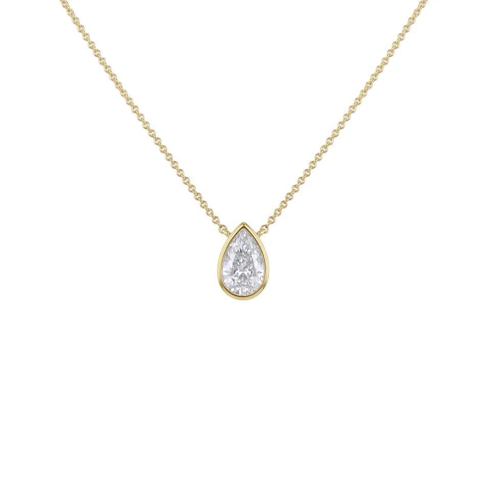 1ct Pear Lab Created Diamond Necklace in 9ct yellow gold