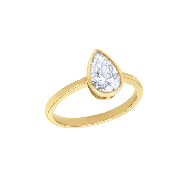 1ct Pear Lab Created Diamond Bezel Ring lifestyle