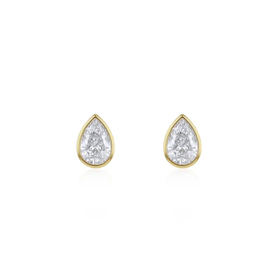 1ct Pear Lab Created Diamond Earrings in 9ct yellow gold