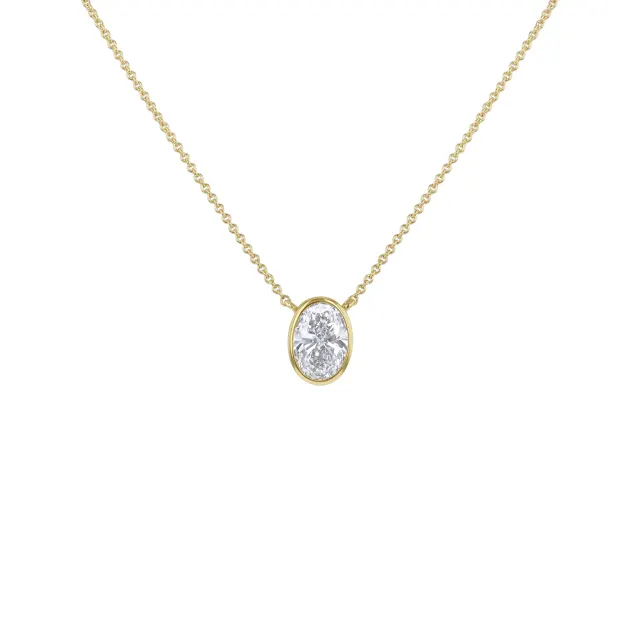 1ct Oval Lab Created Diamond Bezel Necklace in 9ct yellow gold