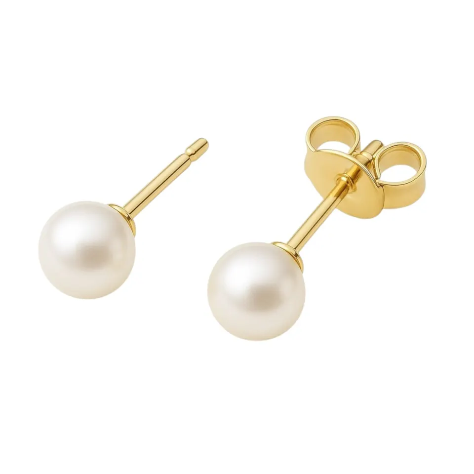 5mm Freshwater Pearl Melora Earrings in gold vermeil