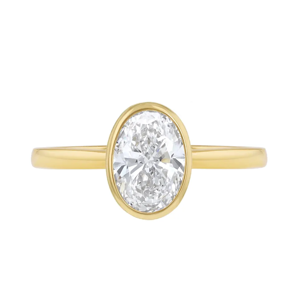 1ct Oval Lab Created Diamond Bezel Ring in 9ct yellow gold