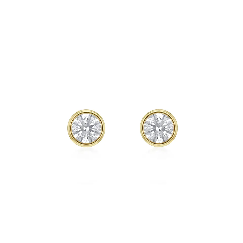 1ct Round Brilliant Diamond Stud Earrings in 9ct yellow gold
